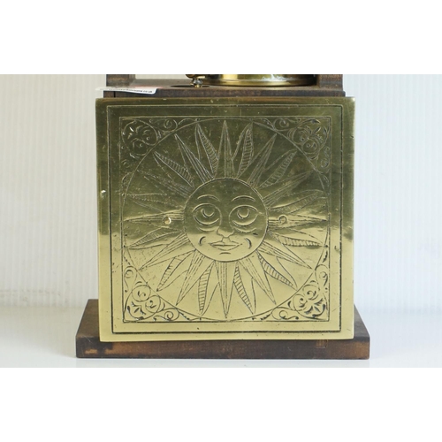 40 - Art Nouveau style wooden and brass mounted water clock.