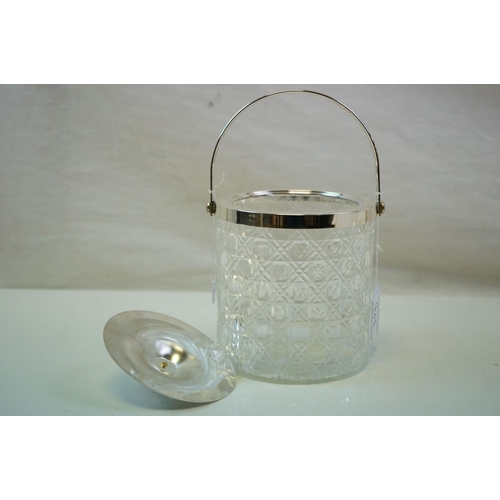 405 - Silver Plated Flash Cut Glass Biscuit Barrel with star cut base