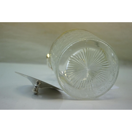 405 - Silver Plated Flash Cut Glass Biscuit Barrel with star cut base