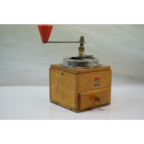 433 - Vintage Czechoslovakian Pine Coffee Grinder with bakelite handle