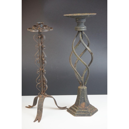 475 - Two Wrought Iron Candlesticks