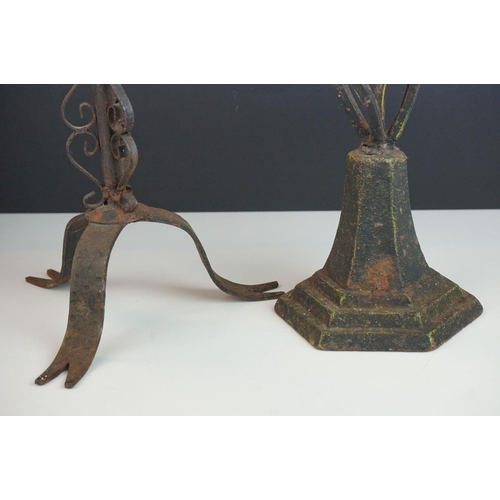 475 - Two Wrought Iron Candlesticks