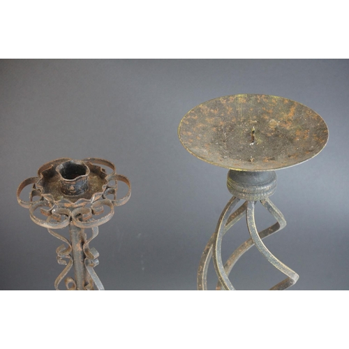 475 - Two Wrought Iron Candlesticks