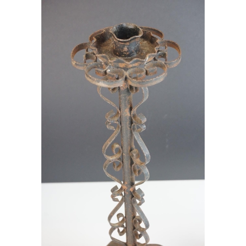 475 - Two Wrought Iron Candlesticks