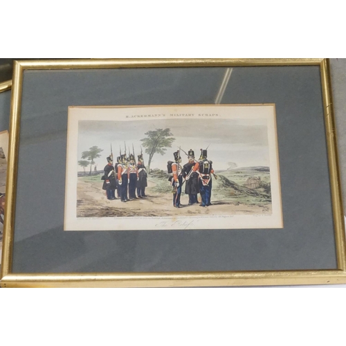 476 - A set of 12 framed and glazed M Ackerman coloured military engravings.