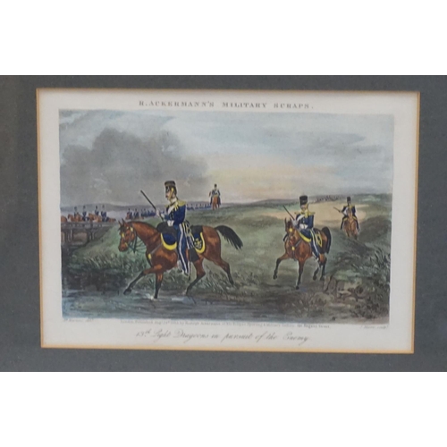 476 - A set of 12 framed and glazed M Ackerman coloured military engravings.