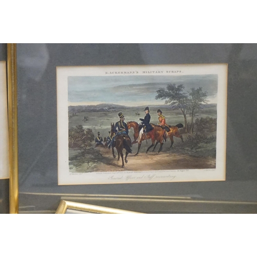 476 - A set of 12 framed and glazed M Ackerman coloured military engravings.