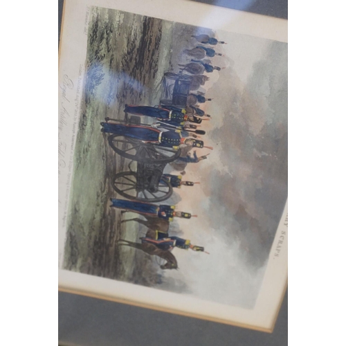 476 - A set of 12 framed and glazed M Ackerman coloured military engravings.