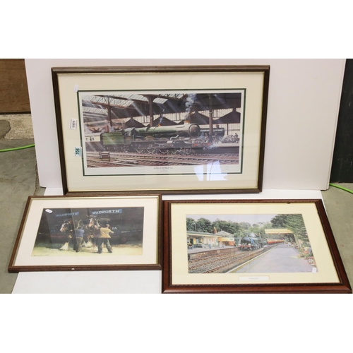 484 - J E Wigston Signed Limited Edition Steam Train Print ' King George VI' no. 189/850, 26cms x 53cms to... 