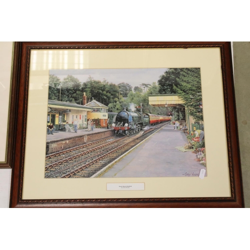 484 - J E Wigston Signed Limited Edition Steam Train Print ' King George VI' no. 189/850, 26cms x 53cms to... 