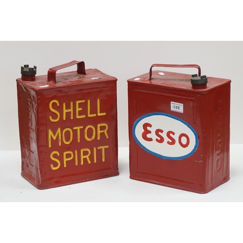 488 - Two vintage petrol cans Shell and Esso, both repainted.