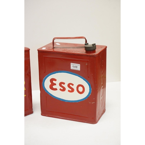 488 - Two vintage petrol cans Shell and Esso, both repainted.