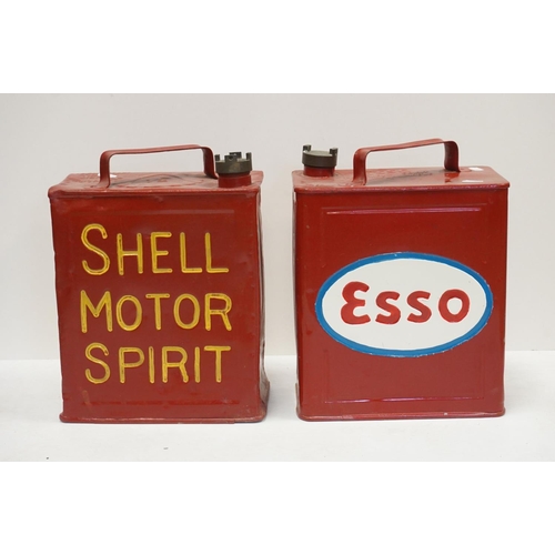 488 - Two vintage petrol cans Shell and Esso, both repainted.