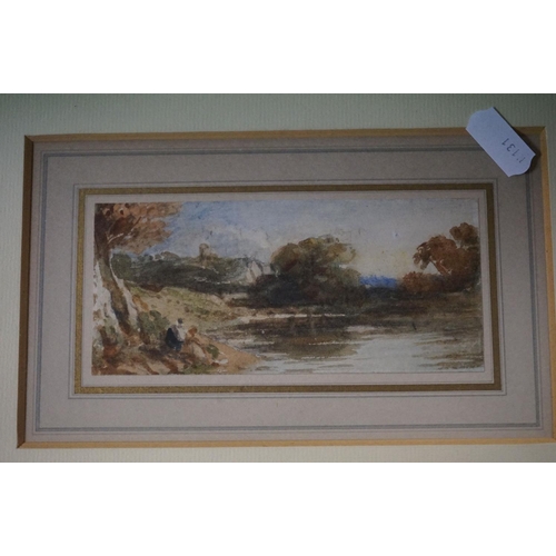 524 - John Varley 19th century watercolour rural scene  cottage and figure unsigned gallery label verso 14... 