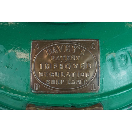 61 - Original ' Davey ' Ships Signal Lamp, 1910, Green finish, with brass plaque ' Davey's Patent, Improv... 
