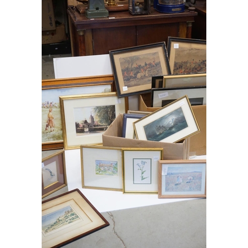 72 - Approximately 22 Framed and Glazed Pictures and Prints including some 19th century prints in ebonise... 