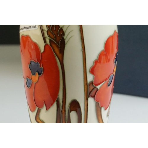 8 - Boxed Moorcroft Vase in the Harvest Poppy pattern, dated 2009, with impressed and painted marks to b... 