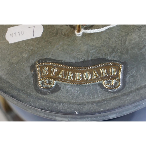 82 - Davey Galvanised and Copper ' Starboard ' Ships Lamps, 1940's, 24cms high (to top of handle)