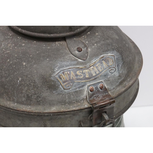 84 - Galvanised ' Masthead ' Ships Lamp, 1940's, 58cms high (to top of handle)