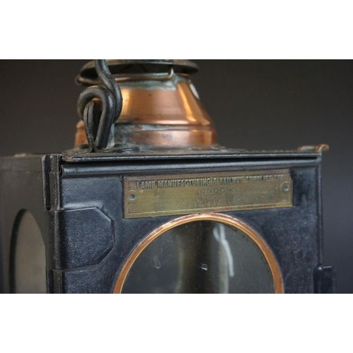 86 - BR (E) (British Rail) Welch Patent Railway Lamp (S) with brass plaque ' Lamp Manufacturing & Railway... 
