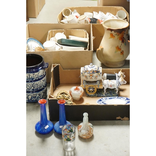 90 - a large quantity of ceramics in three boxes to include coronation china Colcoughpart tea set etc.