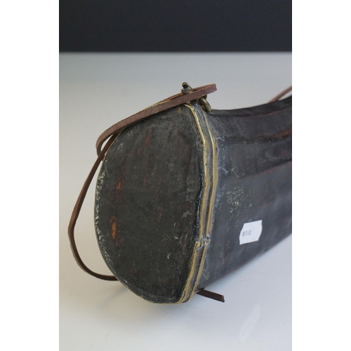 97 - An antique wooden powder flask with ribbed decoration.
