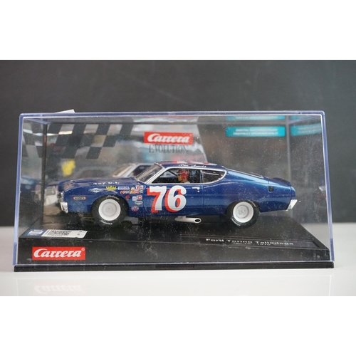 1001 - Five cased / boxed Carrera Evolution slot cars to include Ford Torino Talladega Wendell Scott No 34,... 