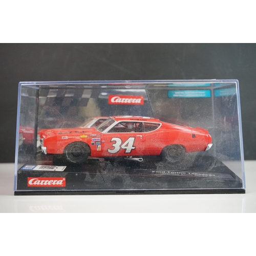 1001 - Five cased / boxed Carrera Evolution slot cars to include Ford Torino Talladega Wendell Scott No 34,... 