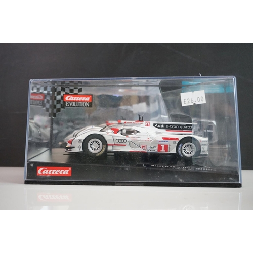 1003 - Five cased / boxed Carrera Evolution slot cars to include Ford Torino Talladega No 98 '69, Audi R18 ... 