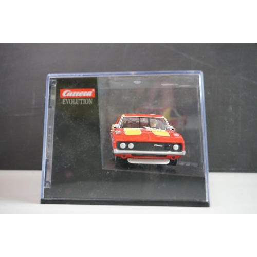 1003 - Five cased / boxed Carrera Evolution slot cars to include Ford Torino Talladega No 98 '69, Audi R18 ... 