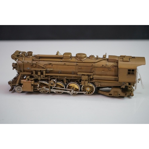 101 - Boxed Overland Models Inc HO gauge 2-8-2 brass locomotive & tender, unpainted, appearing excellent w... 