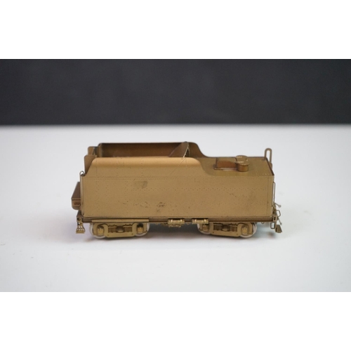 101 - Boxed Overland Models Inc HO gauge 2-8-2 brass locomotive & tender, unpainted, appearing excellent w... 