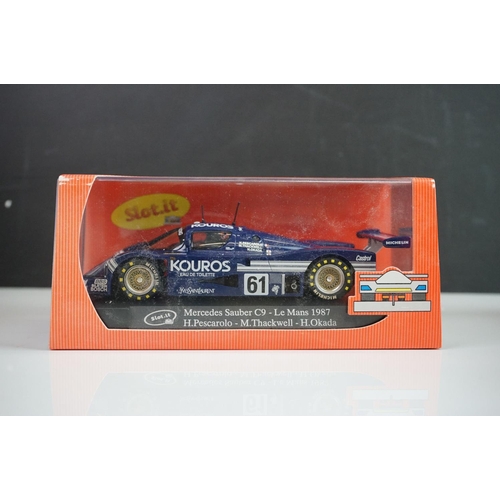 1011 - Sixed cased/boxed Slot it slot cars to include Audi R8C 1999 Le Mans SICA01e, Mercedes Sauber C9-Le ... 