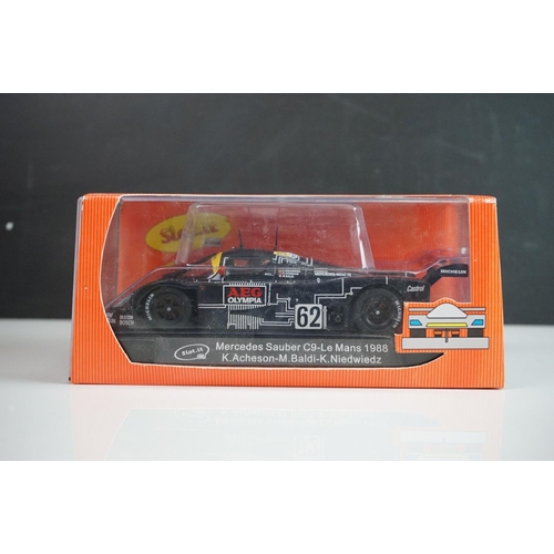 1011 - Sixed cased/boxed Slot it slot cars to include Audi R8C 1999 Le Mans SICA01e, Mercedes Sauber C9-Le ... 