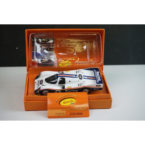 1012 - Four boxed Slot it Le Mans Winners Collection slot cars to include CW04 Porsche 962C LM1986, Porsche... 