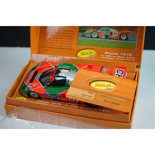 1013 - Three boxed Slot it Le Mans Collection slot cars to include CW10 Ford mkII n 2 1966, CW03 Jaguar XJR... 