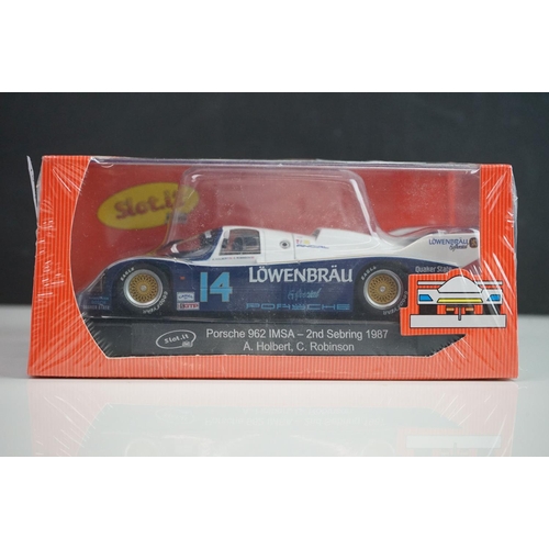 1014 - Four cased/boxed & sealed Slot it slot cars to include CA13B Jaguar XJR12, CA25b Porsche 962 IMSA, C... 