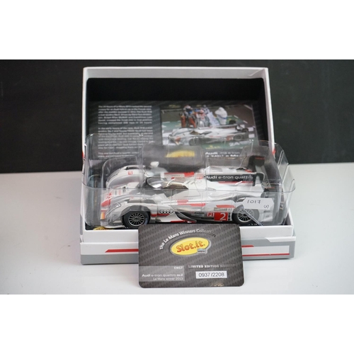 1017 - Two boxed Slot it slot cars to include CW19 Audi R8 LMP n.8 1st 24th Le Mans 2000 and CW17 Audi R18 ... 