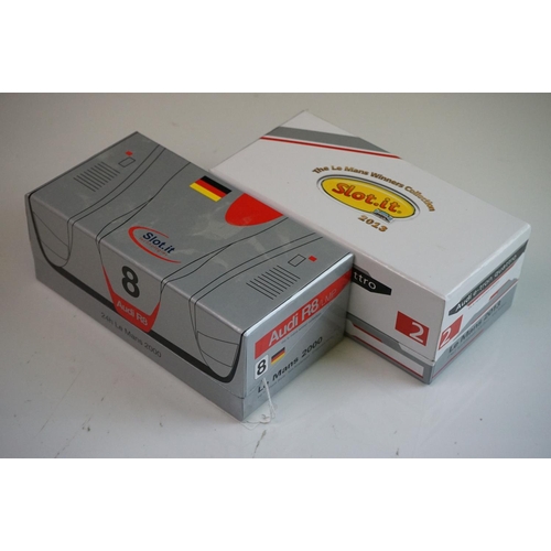 1017 - Two boxed Slot it slot cars to include CW19 Audi R8 LMP n.8 1st 24th Le Mans 2000 and CW17 Audi R18 ... 