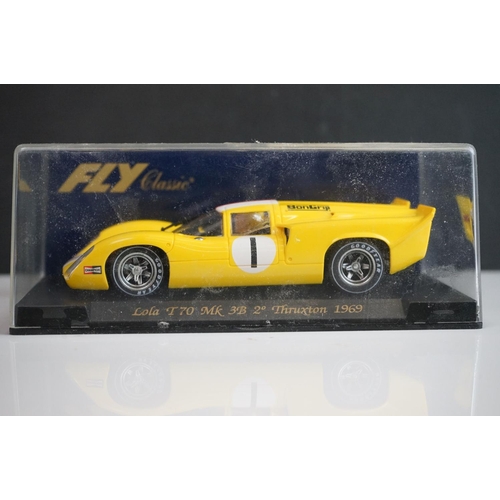 1019 - Six cased Fly Classic slot cars to include C31 Lola T70 MK 3B Azul, s32 Lola T70 Alcaniz 99, C32 Lol... 