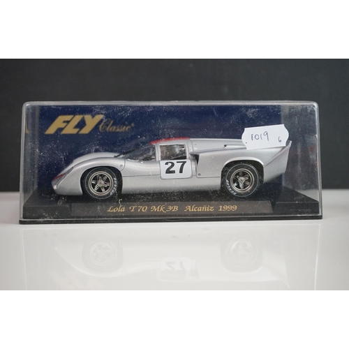 1019 - Six cased Fly Classic slot cars to include C31 Lola T70 MK 3B Azul, s32 Lola T70 Alcaniz 99, C32 Lol... 