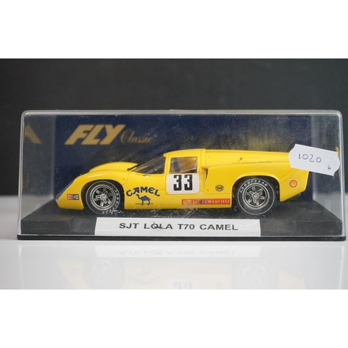 1020 - Six cased Fly Classic slot cars to include C44 Porsche 908 Flunder Calcas decals, C64 Porsche 908/3 ... 