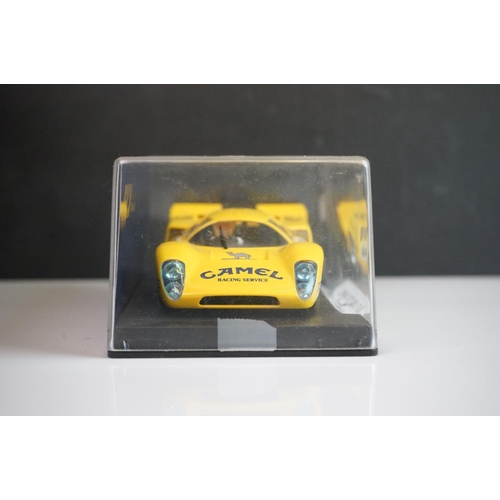 1020 - Six cased Fly Classic slot cars to include C44 Porsche 908 Flunder Calcas decals, C64 Porsche 908/3 ... 