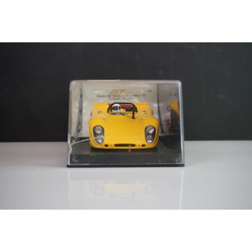 1020 - Six cased Fly Classic slot cars to include C44 Porsche 908 Flunder Calcas decals, C64 Porsche 908/3 ... 