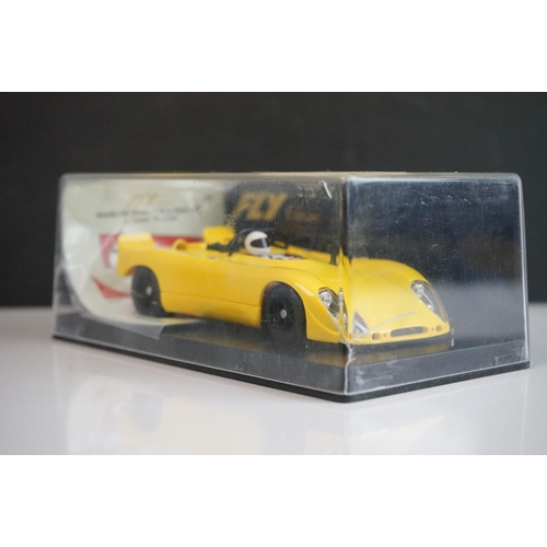 1020 - Six cased Fly Classic slot cars to include C44 Porsche 908 Flunder Calcas decals, C64 Porsche 908/3 ... 