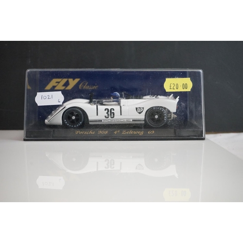 1021 - Six cased Fly Classic slot cars to include C44 Porsche 908 Flunder, C14 Porsche 908 Brands Hatch, S3... 