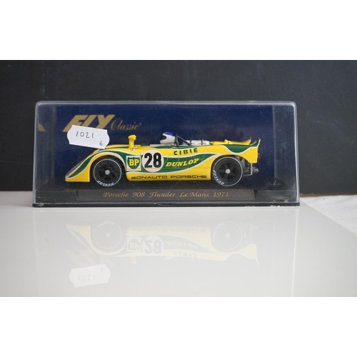 1021 - Six cased Fly Classic slot cars to include C44 Porsche 908 Flunder, C14 Porsche 908 Brands Hatch, S3... 