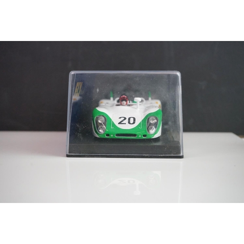 1022 - Four cased Fly Classic slot cars to include C12 Porsche 908 Amarillo, C45 Porsche 908 Flunder Le Man... 