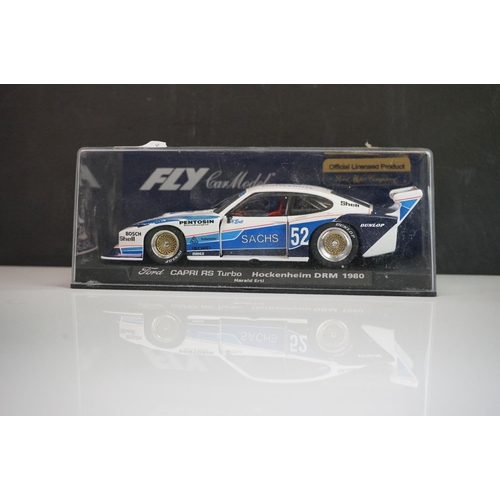 1024 - Six cased Fly Model slot cars to include 88043 Ford Capri RS Turbo Q Zolder DRM 1980 A147, 88069 Cap... 