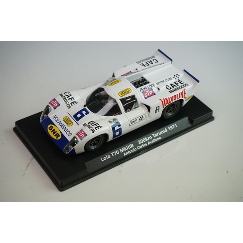 1025 - Six cased Fly Model slot cars to include C63 Porsche 908/3 Nurburgring 1971, 88098 Porsche 908/2 Seb... 